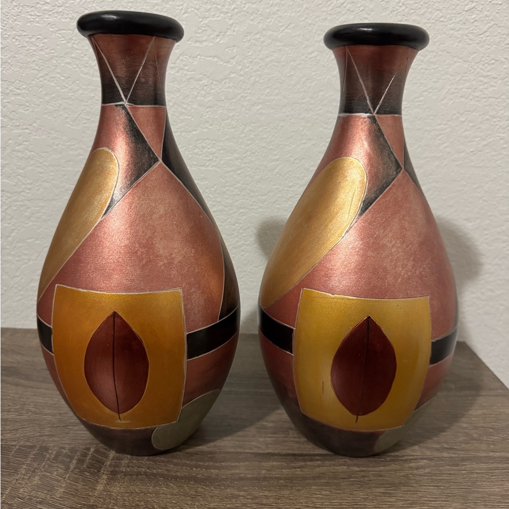Set of 2 Vintage Canonsburg Ironstone Brown Drip Glaze Ceramic Bowls 12”